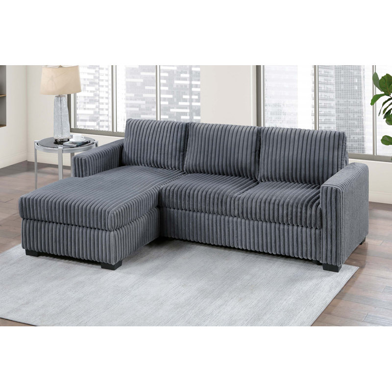 Canapé modulaire de style contemporain 2pc, Gris foncé
