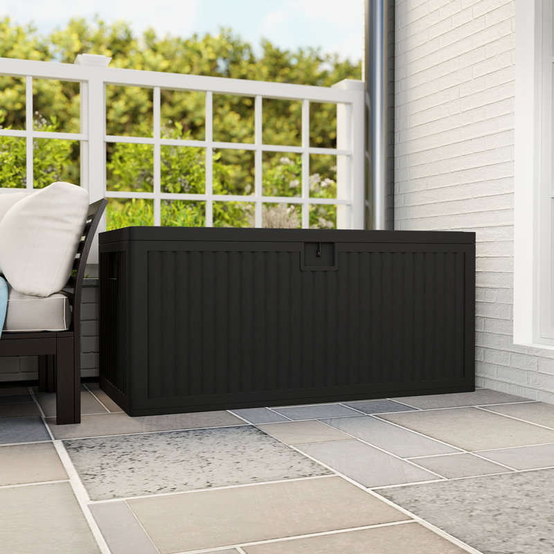 Boîte de rangement pour terrasse avec vérins à gaz 136 gallons, 136 gallons, noir