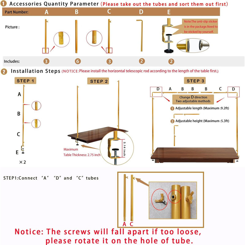 280cm W x 7cm D Metal Arbour in Gold