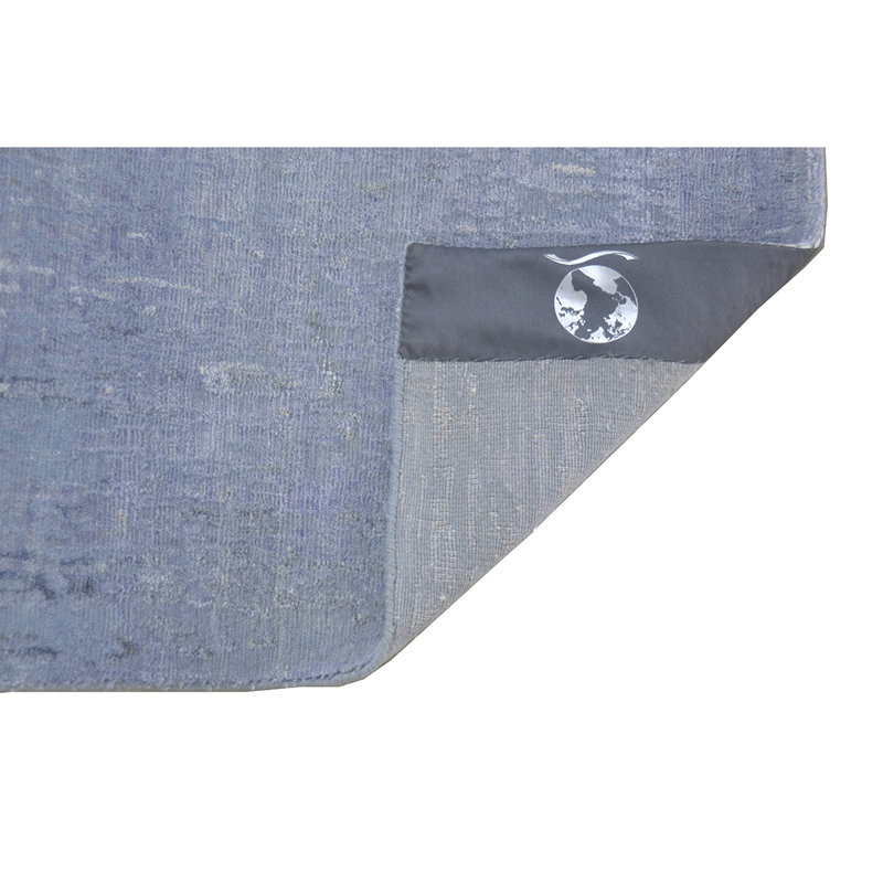 Tapis noué à la main gris / argent, Rectangle 6 pi x 9 pi