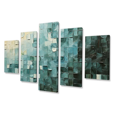 «Ephemeral Light Vintage Cubist Retro Abstract», reproduction d'art sur toile abstraite - 5 panneaux