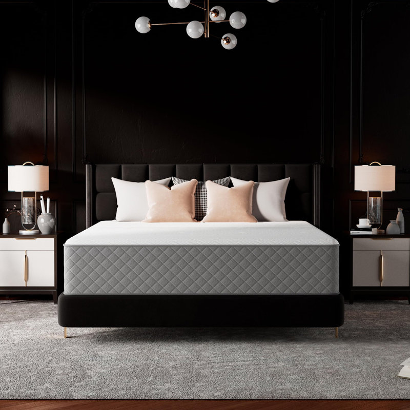 Matelas hybride à ressorts ensachés moyens 10 po / 12 po dans une boîte avec mousse certifiée CertiPUR-US, 12", Grand lit