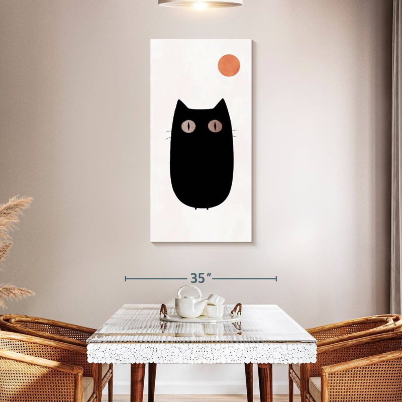 Curieux chat noir, H 48 po x l 24 po