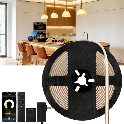 V4light 16,4ft 24V Smart COB LED Strips, accordable blanc 2700K-6500K, Alexa et Google commande vocale, application / télécommande, CRI90 + éclairage sous l'armoire sans points pour placard de cuisine