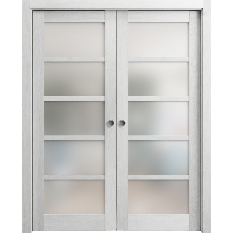 Portes à panneaux coulissantes à panneaux Quadro, 60 po x 80 po, Chêne gris clair