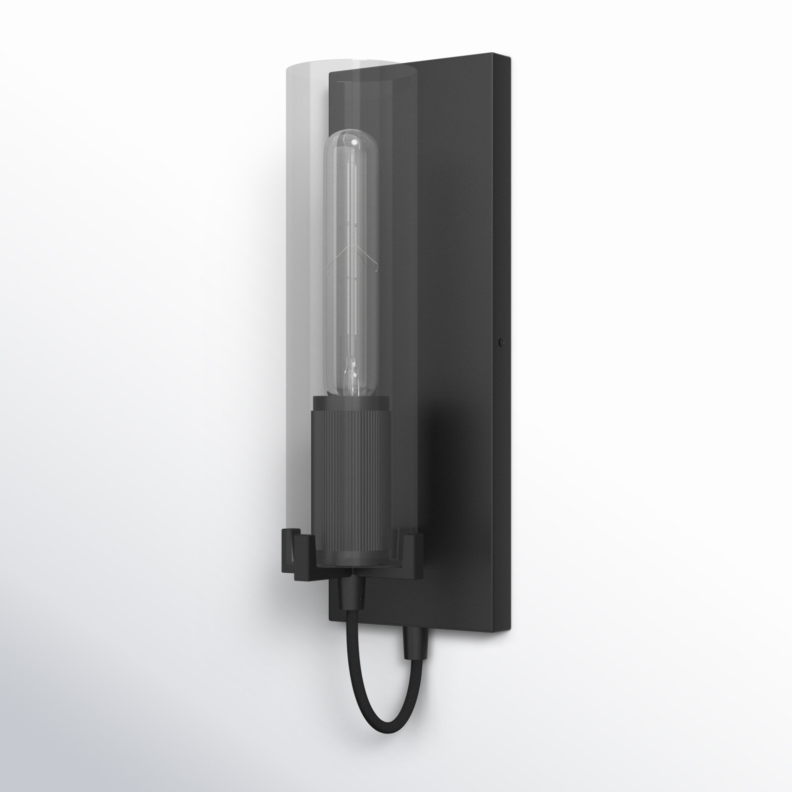 Cala Single Light Glass Dimmable Armed Sconce, Black