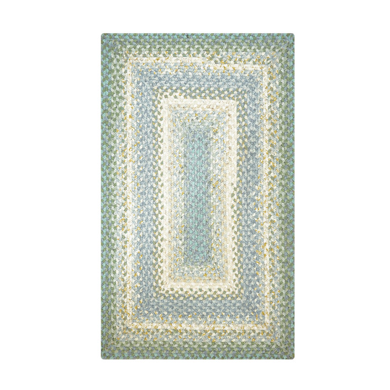 Tapis en coton tressé pour décor côtier Privett, Bleu / vert, Rectangle 4pi x 6 pi