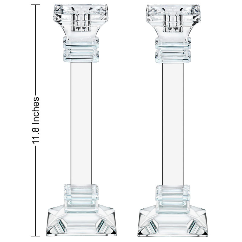Elegant 11.8" Crystal Candlestick Holders Set of 2