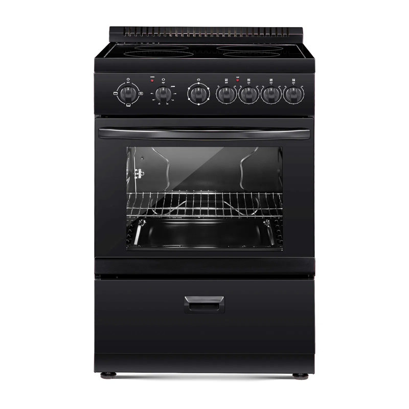 Four électrique 24 pouces, 2,7 pieds cubes Pi. Capacité, 4 brûleurs, cuisinière en acier inoxydable autoportante