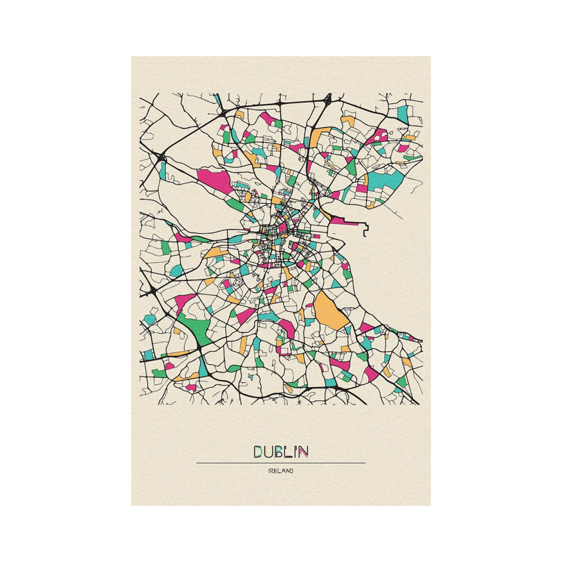 Dublin, Ireland Map by Ayse Deniz Akerman - Wrapped Canvas Gallery-Wrapped Canvas Giclée