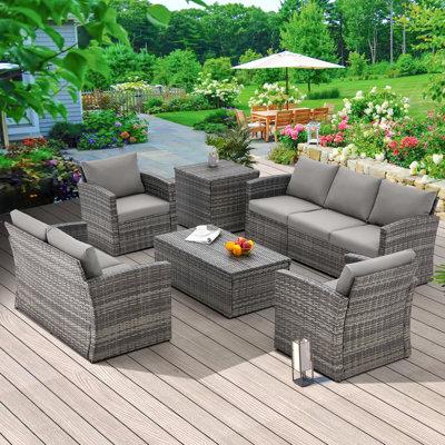 Aun 7 - Person Patio Conversation Sets with Cushions