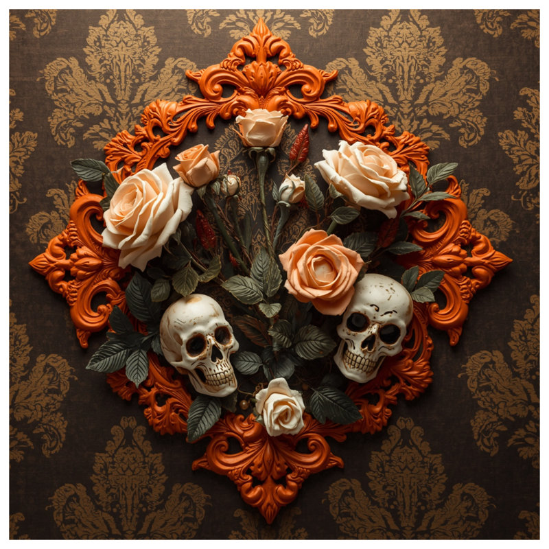 Édredon Ornate Skull Roses, Twin