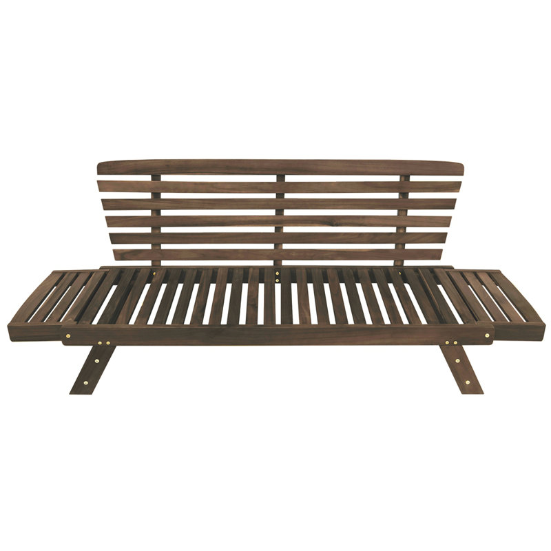 Méridienne d'extérieur réglable en bois avec méridienne et coussins pour petits espaces, Beige