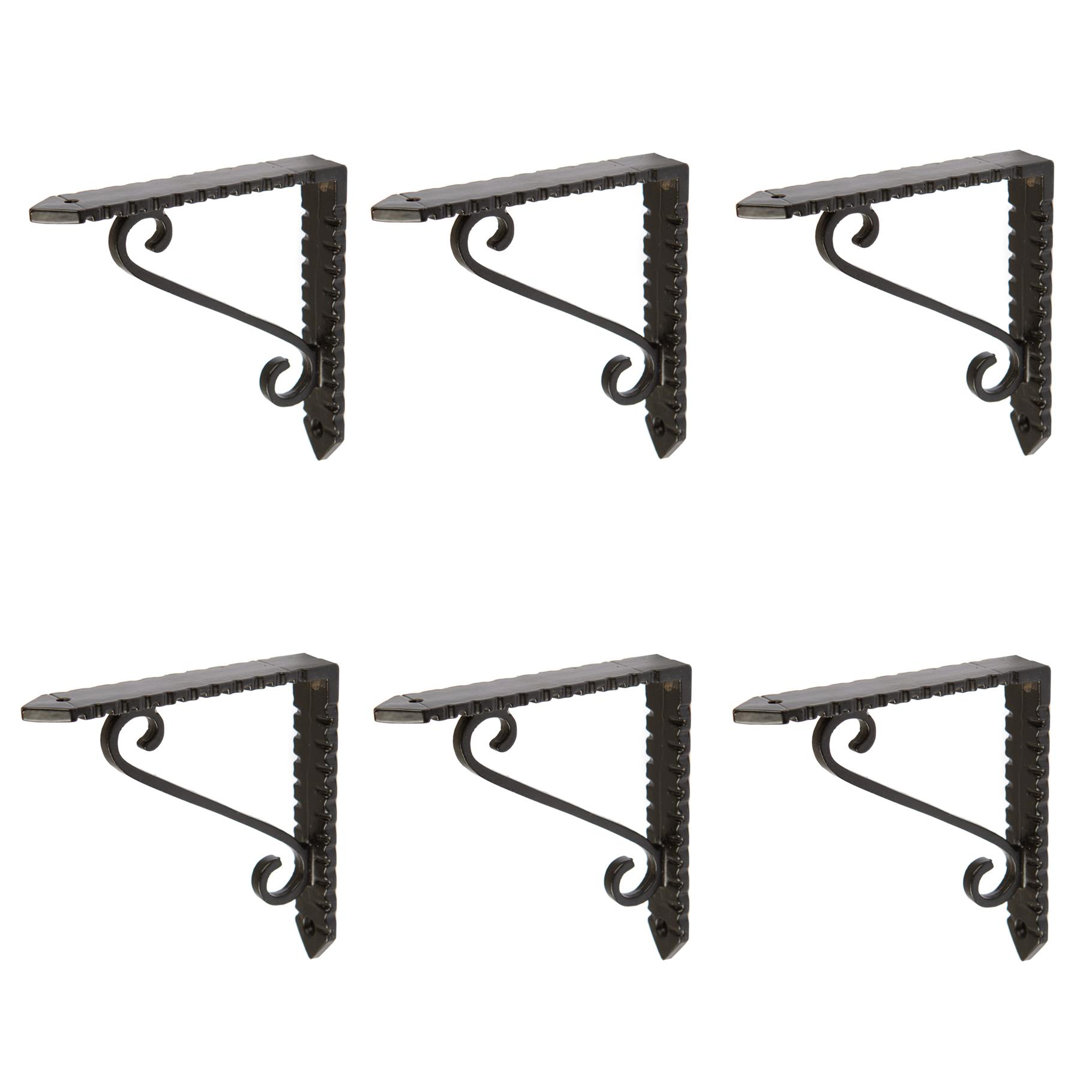 Hammer & Tongs - Notched Scroll Iron Shelf Bracket - D105mm - Black