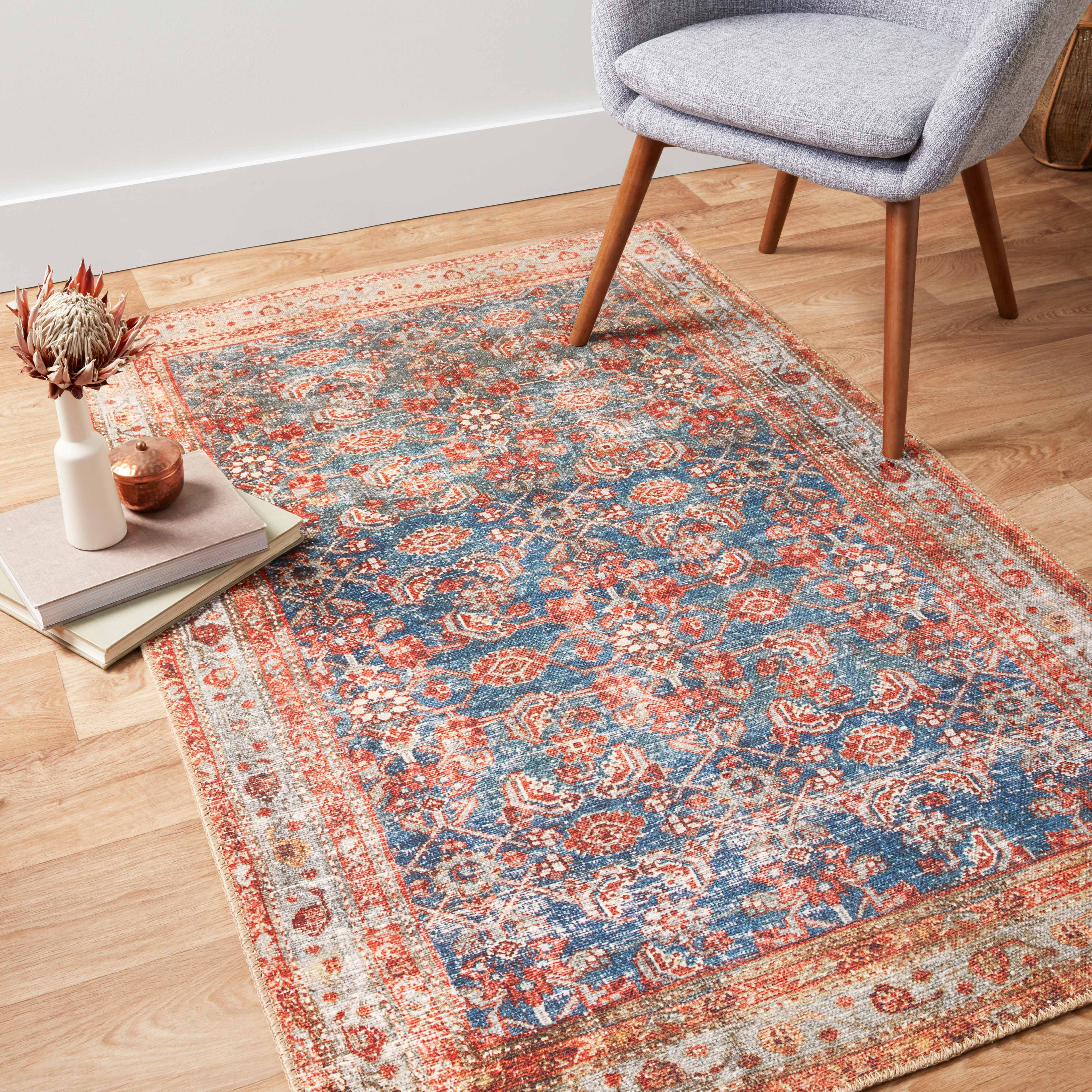 Lark Manor Anaelise Power Loom Blue/Red/Grey Rug - Wayfair Canada