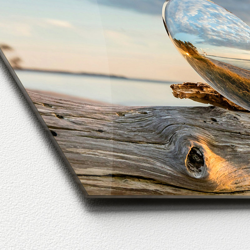 Drop On Wood Photographic Art Print on Glass, 50cm H x 125cm W x 1.4cm D