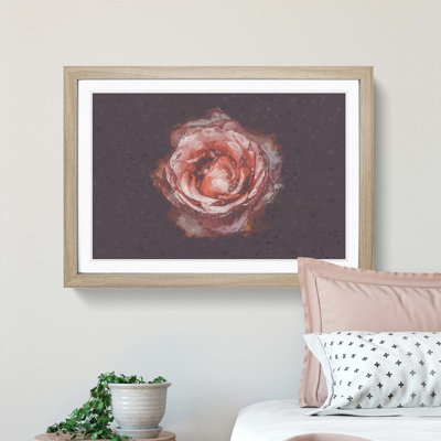 Pink Tipped Rose Flower - Framed Print