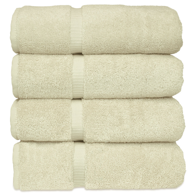 Wellston  Turkish Cotton Bath Towel Set, Cream, 4