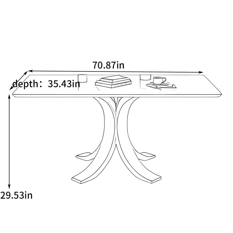 Table de salle à manger moderne et simple, H 29,53 po x L 70,87 po x l 35,43 po