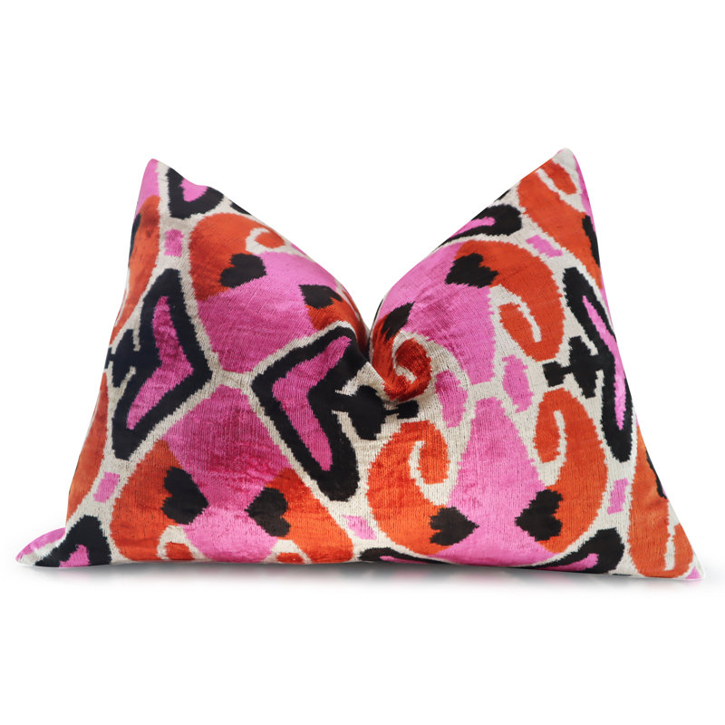 Velvet Rectangular Pillow Cover & Insert, Orange Geometric Shapes