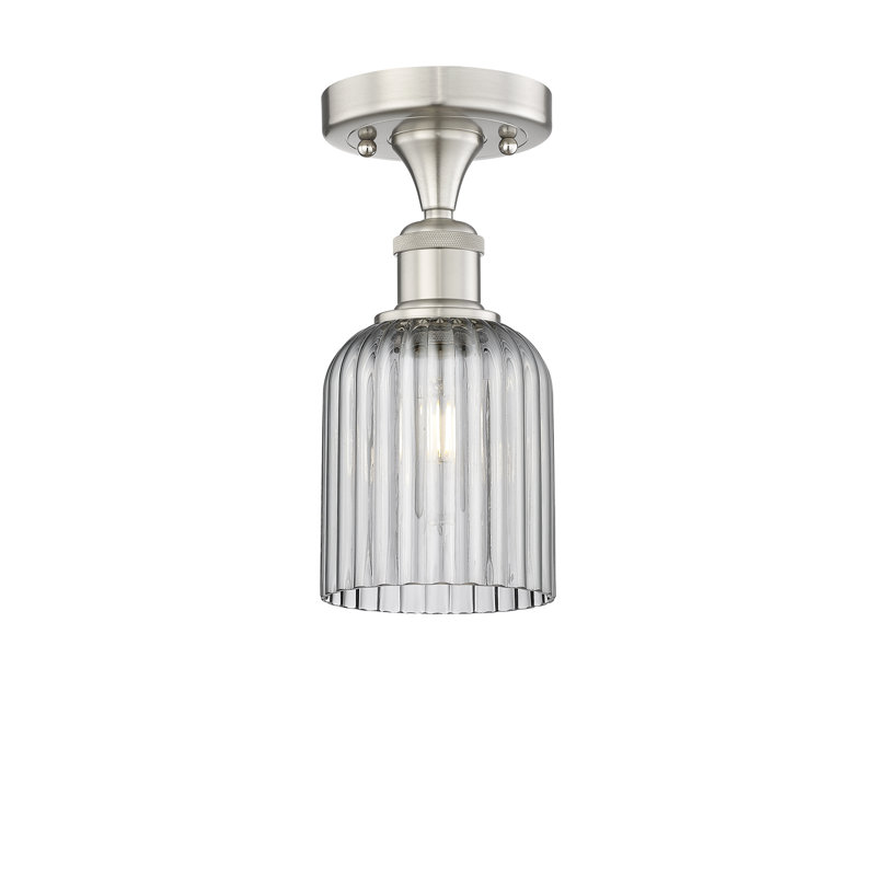 Edison - Adriena - 1 Light 5" Semi-Flush Mount, Satin Nickel, Smoke Gray
