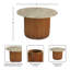 Table basse à plateau en marbre Elena avec base cannelée en bois massif-2022852521