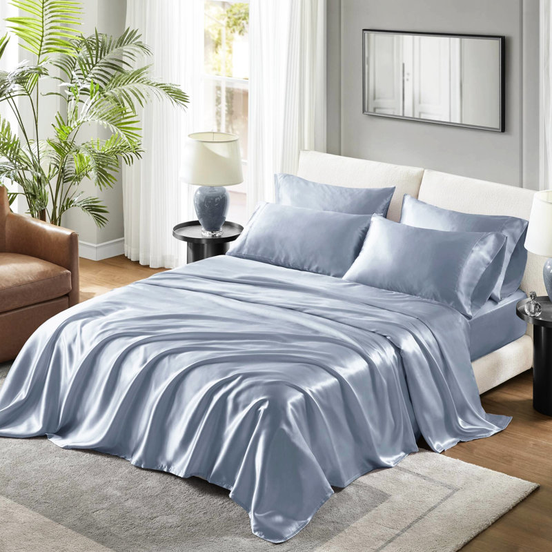Drap-housse pour grand lit 6 pièces Blue Luxury, Bleu