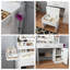 Meuble-lavabo avec miroir lumineux à DEL et station de charge avec prise de courant, 3 tiroirs, 7 tablettes et tabouret de rangement (blanc)-1292645048