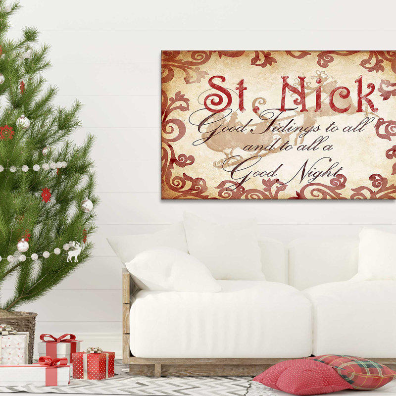 St Nick, To All A Good Night (Horizontal) par By Jodi - impression, H 18 po x l 30 po x P 1 po, Toile tendue