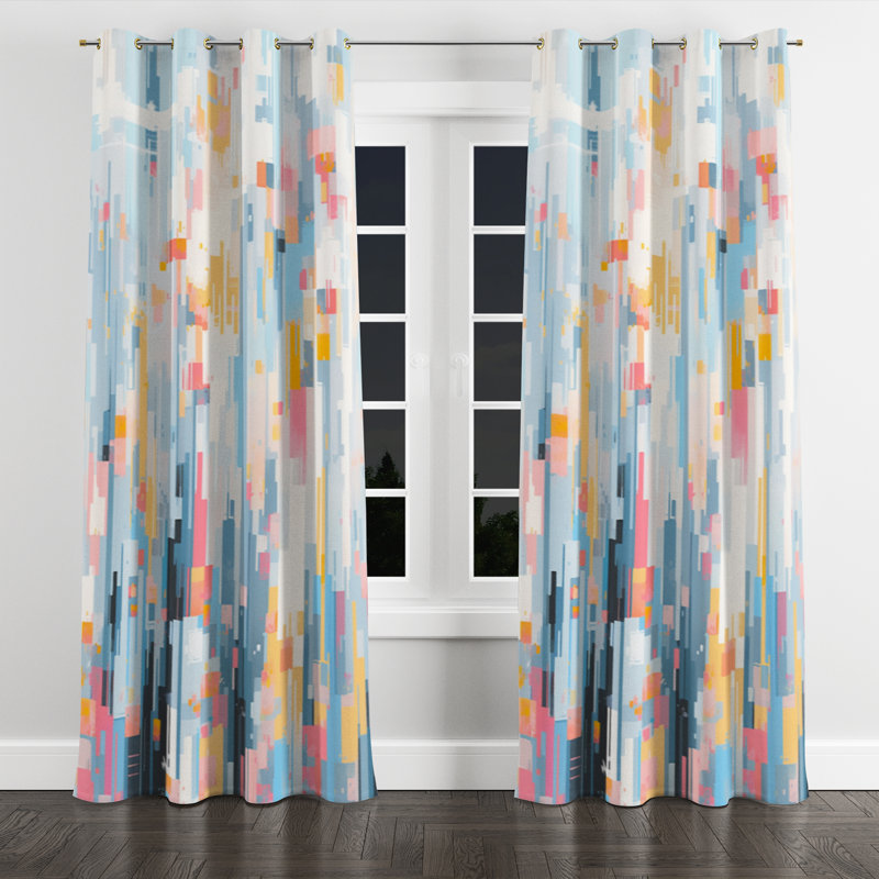 Cerisier rose moderne Modern Bold Stripes I - Rideau à œillets occultant traditionnel - 1 panneau, l 52 po x L 108 po