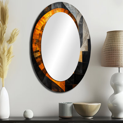 Miroir mural ovale jaune et noir Vortex Of Sophistication II