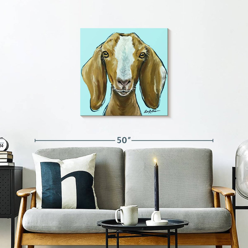 Goat Square Blue, 24" H x 24" W