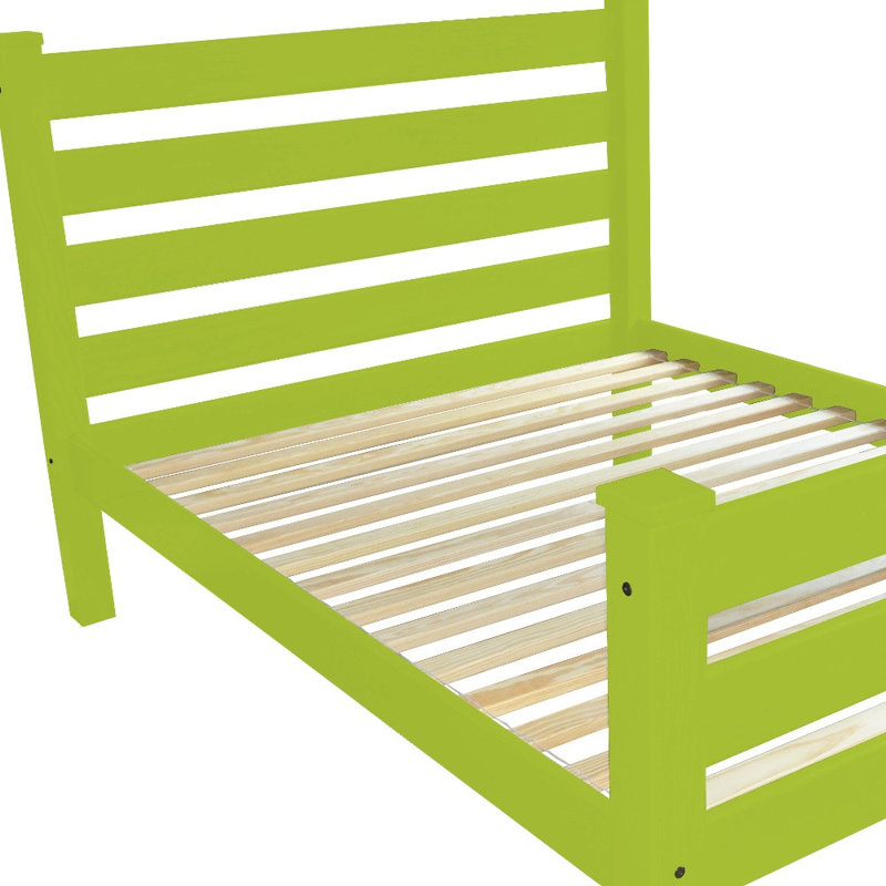  Structure de lit simple en bois massif vert lime Linden - Simple, vert
