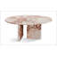 Table basse en marbre naturel rose, table de salon, pierre véritable, H 27,6 po-131255923