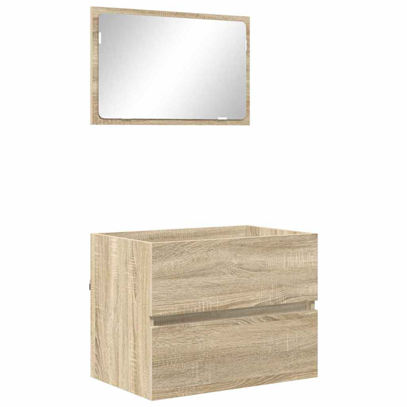 Vanity & Mirror Set, Light Wood