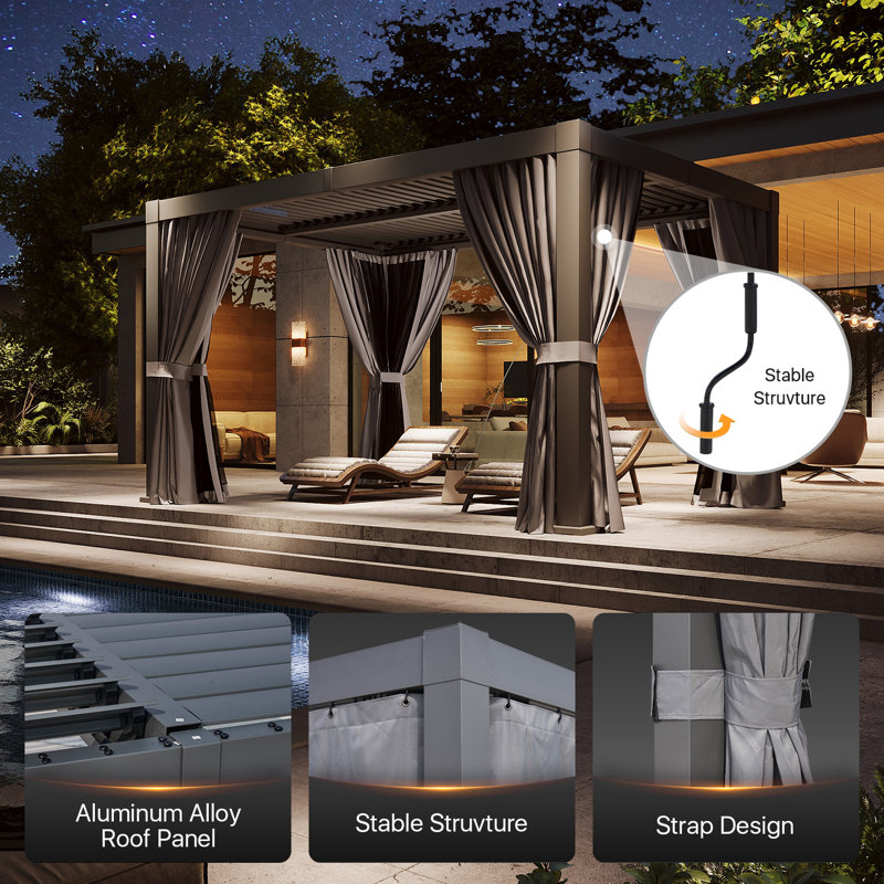JolyDale 12 Ft. W x 10 Ft. DOutdoor Pergola, Louvered Pergola, Aluminum Pergola for Patio, 12 Ft. W x 10 Ft. D