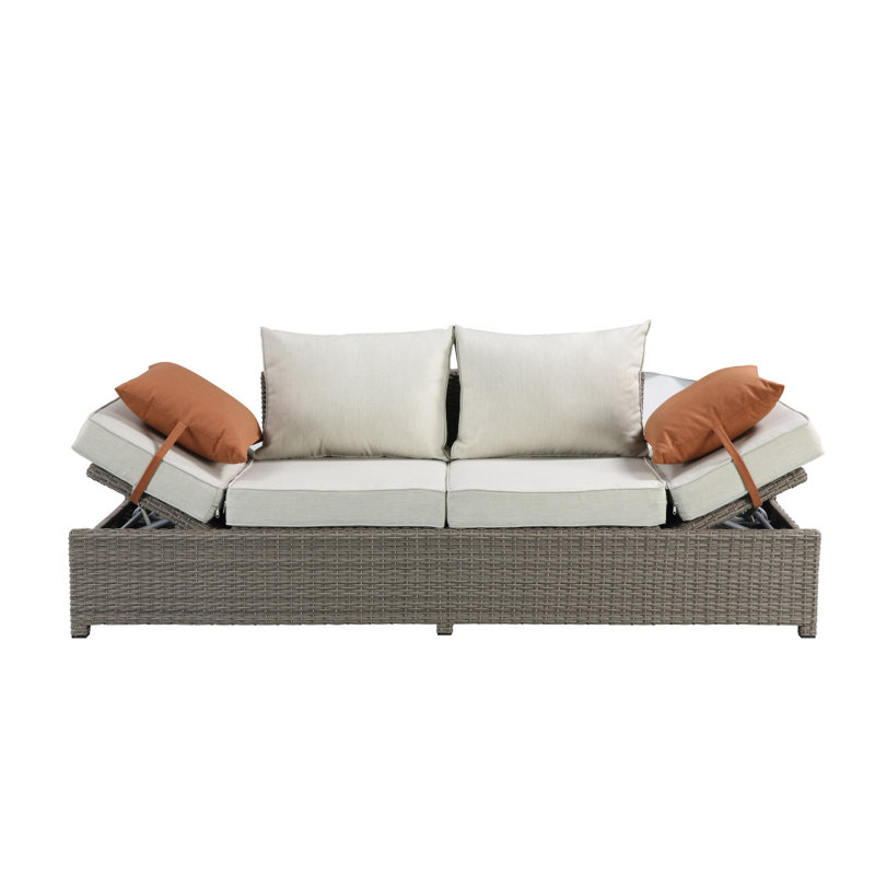 Canapé de patio et repose-pieds en osier et tissu Salena