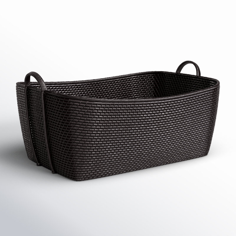 Panier en rotin Thelma, H 14 po x l 31 po x P 25 po, Noir Tudor