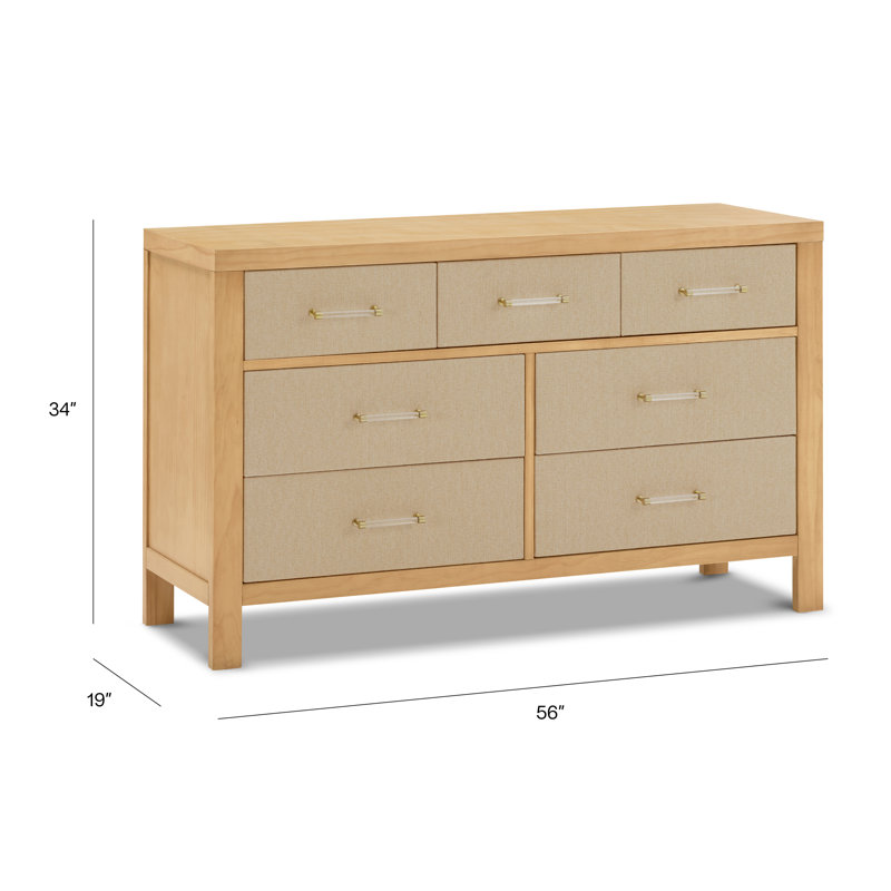 Eloise 7-Drawer Assembled Dresser, Honey/Performance Sand Eco-Weave