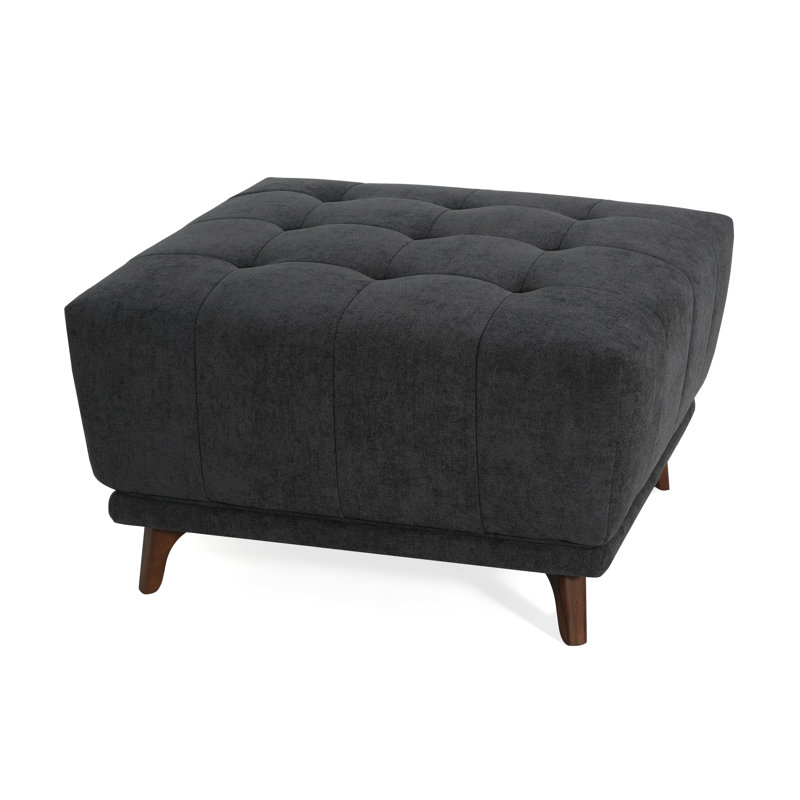 Cutts Tufted Ottoman With Rubberwood Legs