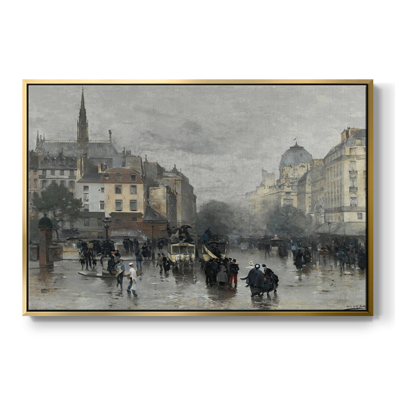 Paysage rétro -DI, Gold Framed Canvas, H 27 po x l 41 po x P 2 po