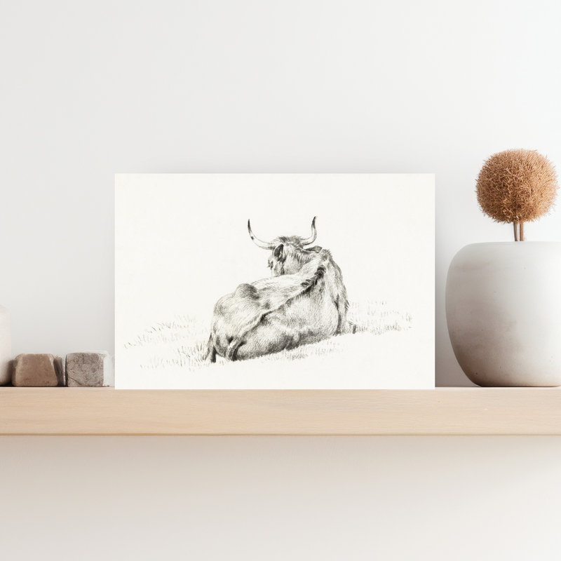 Vache couchée, rétro, rétro, art mural, H 12 po x l 18 po
