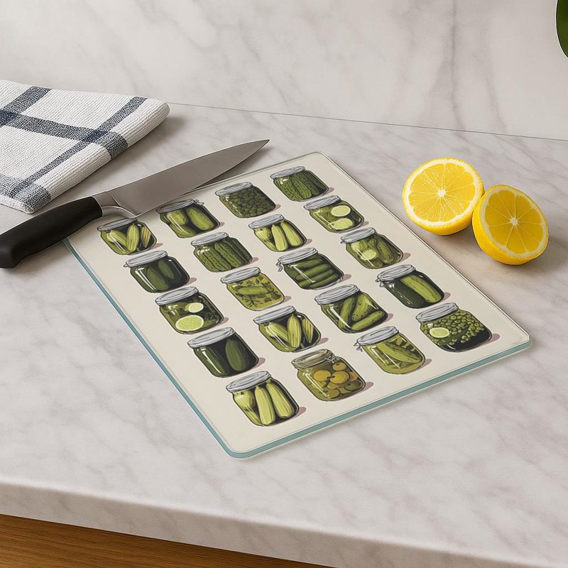 Premium Tempered Glass Cutting Board, 11.8 x 15.7 inches | 100% Antibacterial, Easy Clean Design with Non-Slip Silicone Feet | Ideal for Safe Food Preparation in Kitchen, Stylish & Functional
