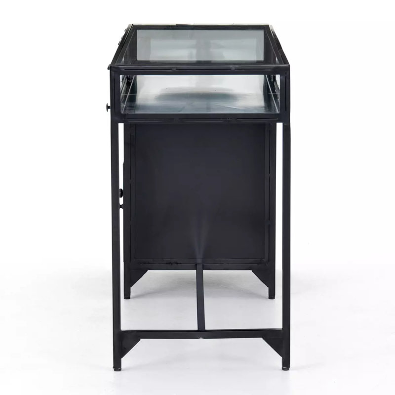 Bayline Glass Top Metal Base Writing Desk