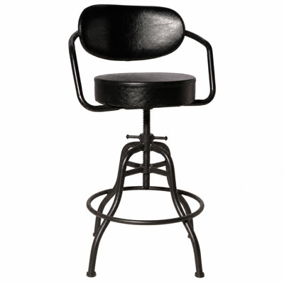 Tabouret de bar industriel avec dossier et coussins en cuir de 21,7 à 25,6 pouces de hauteur, chaises de bureau pivotantes rustiques, tabourets de pub rétro pour îlot de cuisine, salle à manger, salon