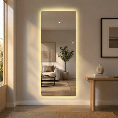 Miroir pleine grandeur de 65 po x 21 po avec lumières pour suspendre au mur pleine longueur convenant aux chambres à coucher, à la gradation et à l'éclairage 3 couleurs