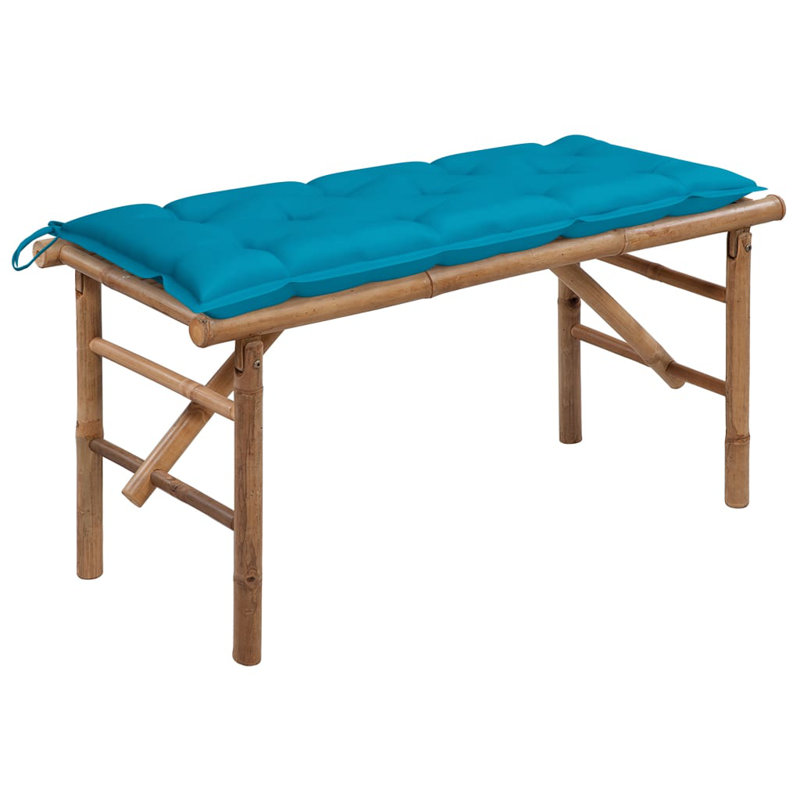 Banc de jardin en rotin / bambou Wingert, Bleu