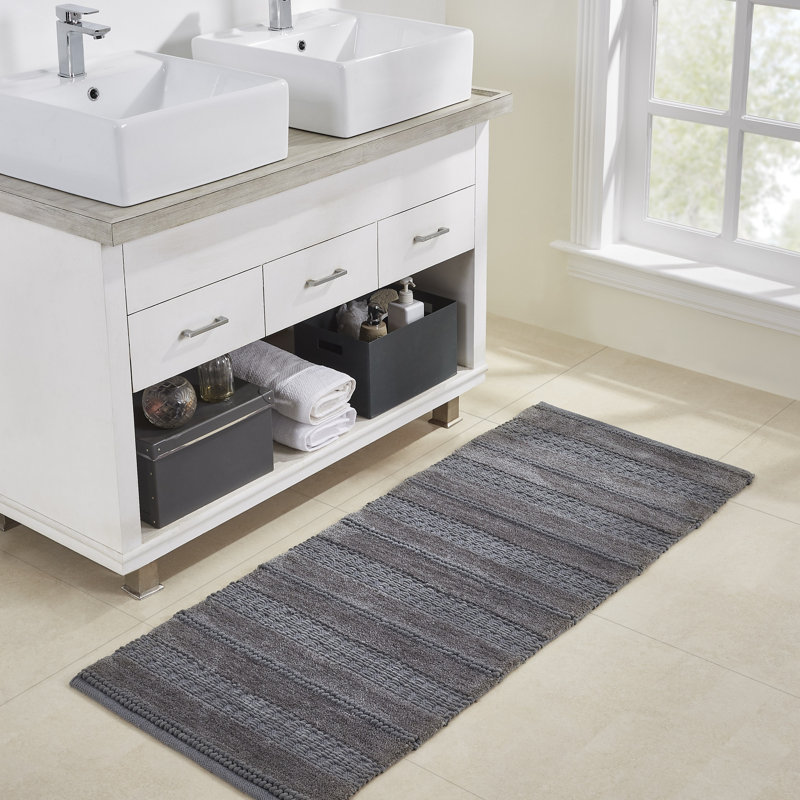 Asalia Micro Chenille Bath Runner, 24" x 60, Steel Gray
