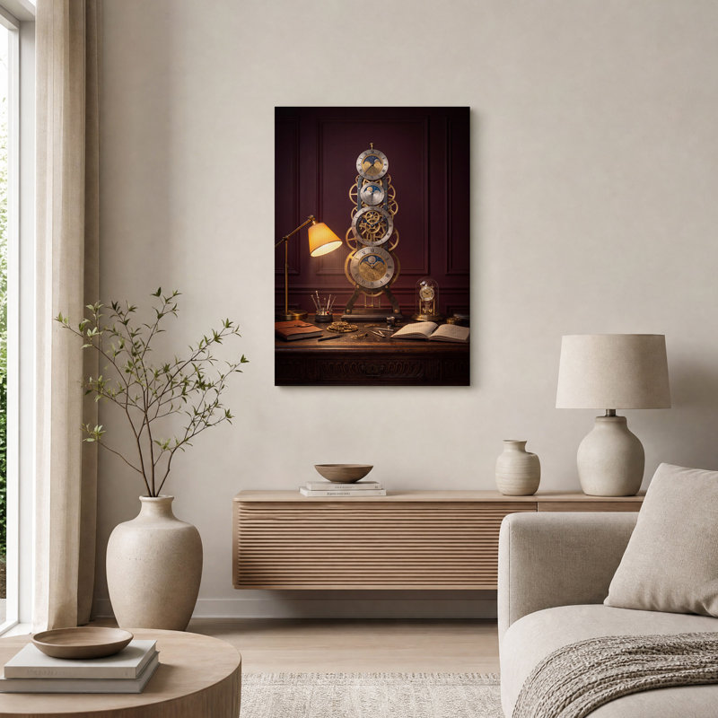 Horloge astronomique en laiton Steampunk, H 24 po x l 18 po