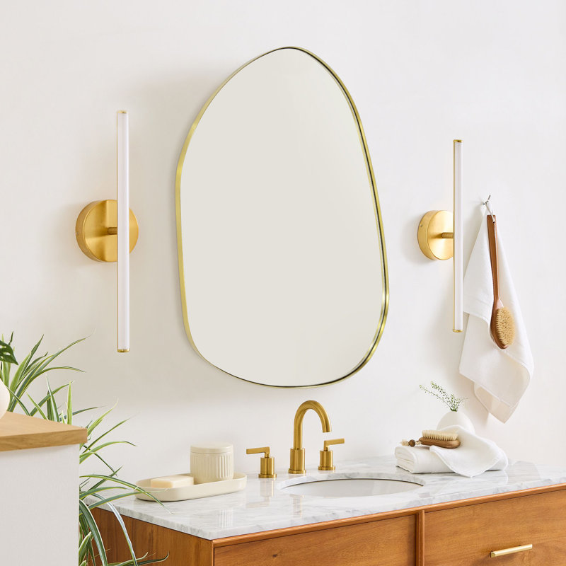 Miroir mural Bertlinde, Or brossé, 30 po x 40 po